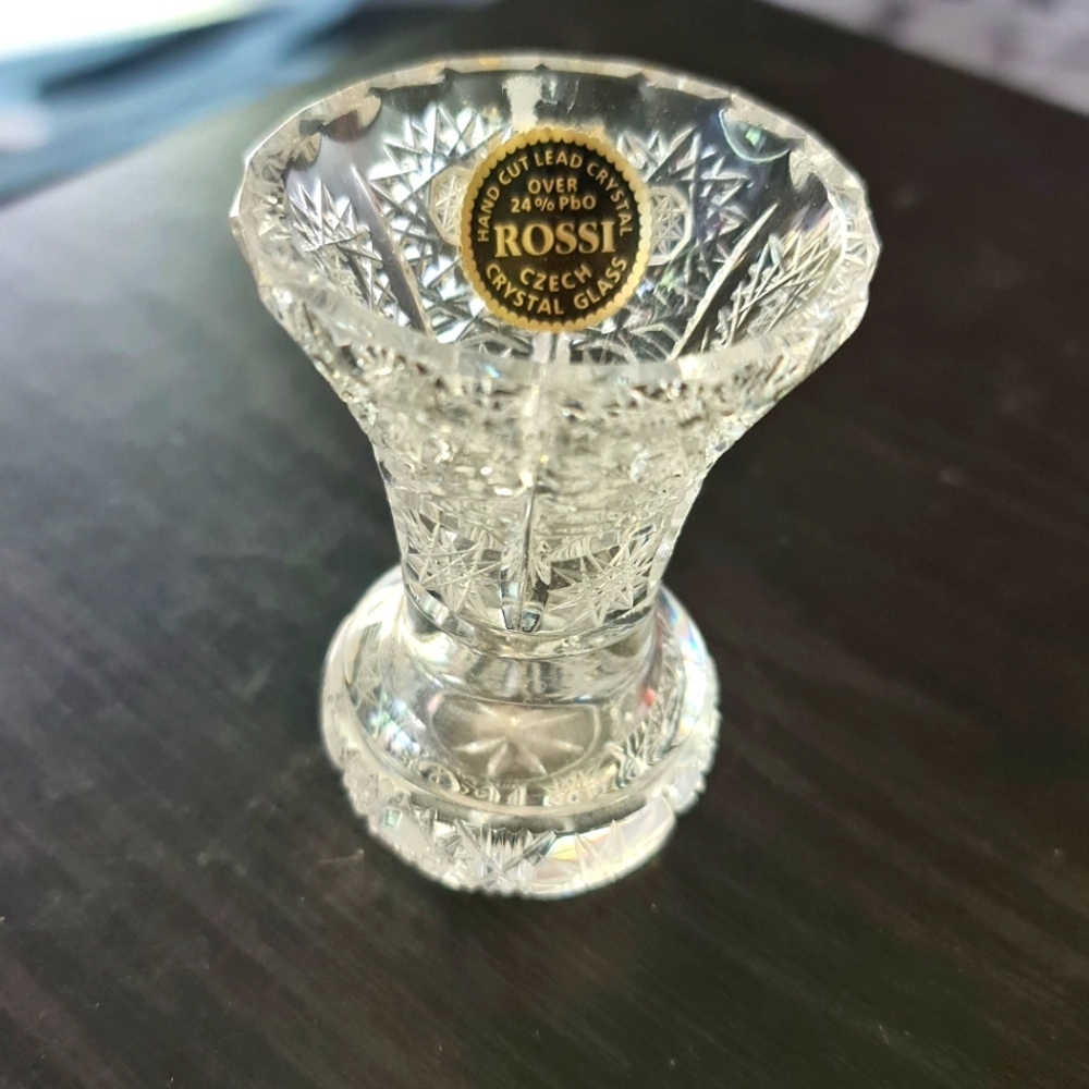 Beautiful Vintage Crystal 24% Lead Cut Glass Toothpick Holder